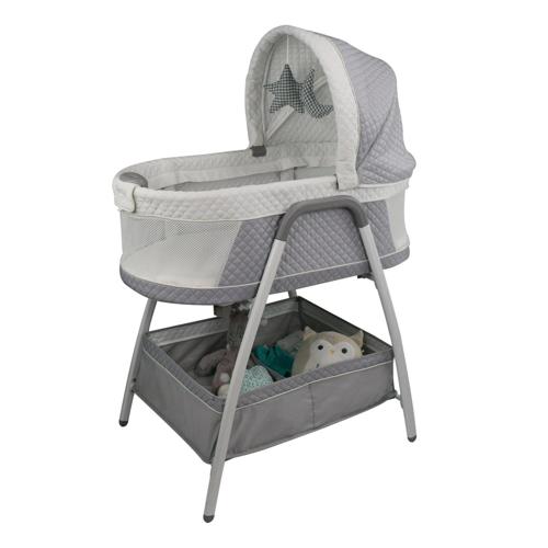 TruBliss 3-in-1 Journey Bassinet Crib Sleeper with Vibration and Sounds, Light Gray