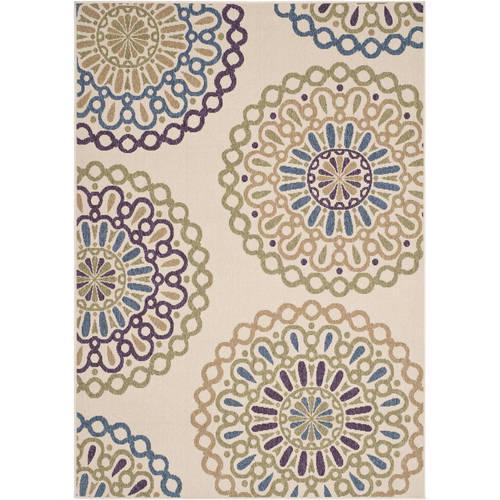 Veranda Chocolate/Terracotta Large Rectangle Rug-Color:Cream/Green,Shape:Medium Rectangle,Size:5'-3*7'-7
