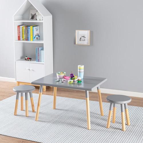 ACEssentials Dipped Kids Table and Stool Set, Gray