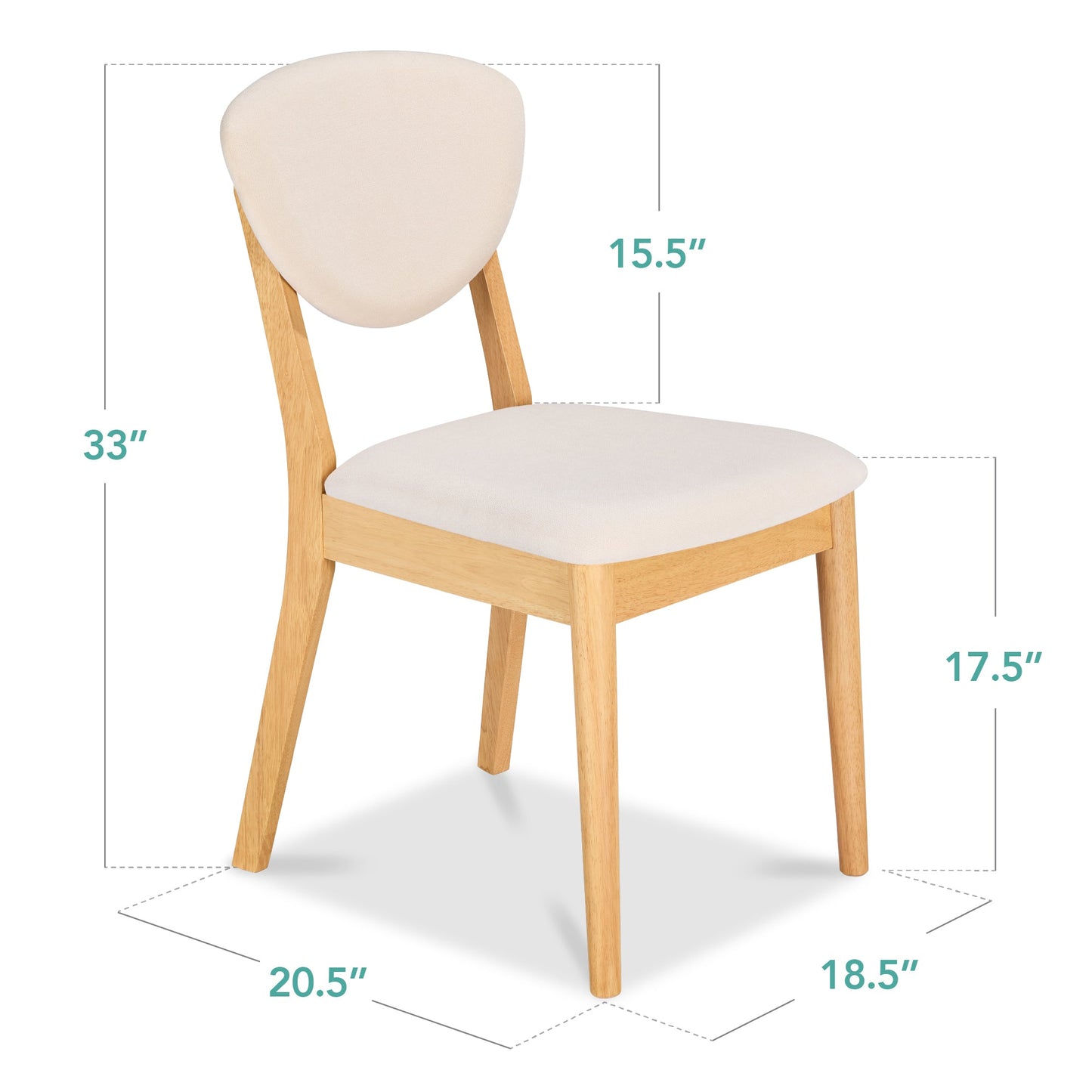 2-Piece Mid-Century Modern Wood &Upholstered Dining Chair Set