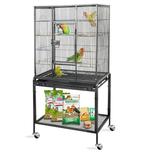 ZENY 53 Rolling Bird Cage Large Wrought Iron Cage Lovebird House with Rolling Stand