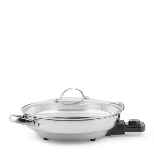 AromaA 3.75Qt. Gourmet Series Electric Skillet- Stainless Steel