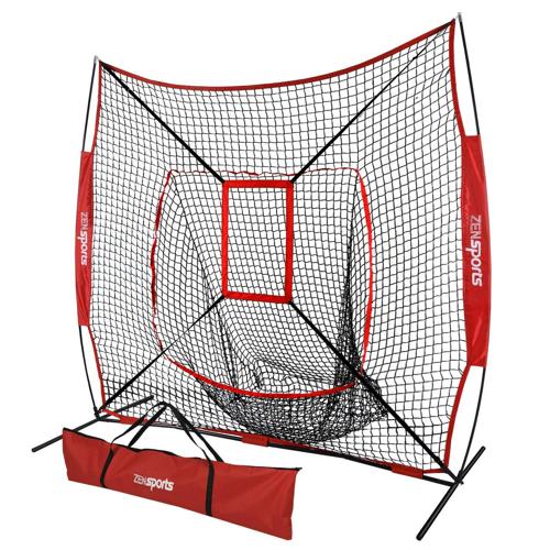 ZenSports 7'x7' Baseball Softball Net Practice Pitching Batting Hitting Net W/Strike Zone Carry Bag