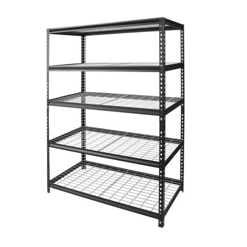 WORKPRO 48 W x 24 D x 72 H 5-Shelf Freestanding Shelves, Black and Silver