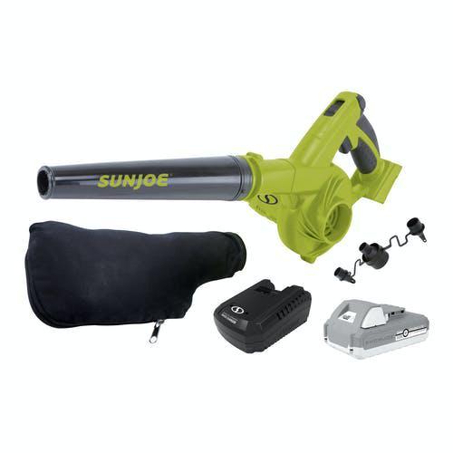 Sun Joe 24V-WSB-LTE 24-Volt iON+ Workshop Blower + Vacuum Kit , W/ 2.0-Ah Battery, Charger, and 2*Dust Bags
