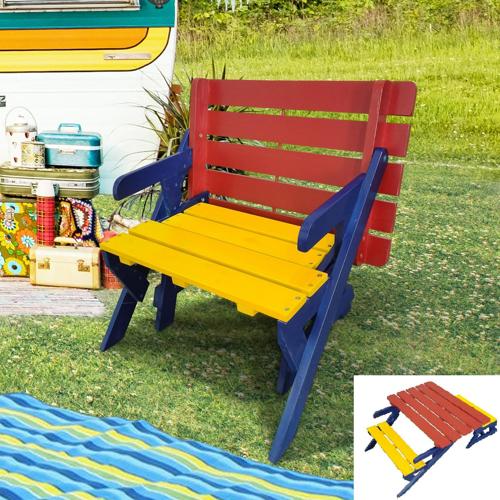 Anysun Kids Picnic Table Convertible 2-in-1 Toddler Activity Table - Wooden Table and Bench Set for Outdoor Activity - Colorful