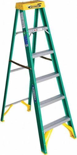 Werner 5906 6' Fiberglass Step Ladder with Yellow Top 22lb. Load Capacity Type II Duty Rankings
