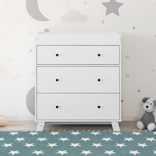 Storkcraft Beckham 3 Drawer Modern Changing Vertical Dresser White Finish