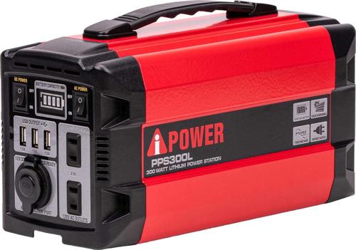 A-iPower Portable Power Station 300W with Lithium-Ion Battery, Solar Powered Outdoor Generator, Battery Power Supply for Home Emergency Use, CPAP, Camping, Weekend Trip and Fishing.