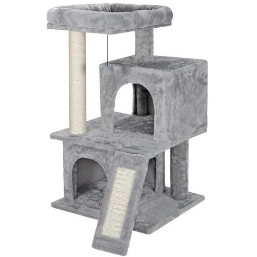 ZENSTYLE 33.5 in Gray Cat Condo Play House, Size 17.7 x 19.7 x 33.9