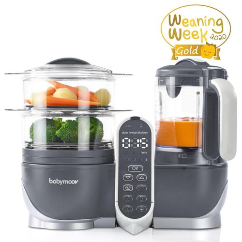 Babymoov Duo Meal Station | 6 in 1 Food Processor With Steam Cooker, Multi-Speed Blender, Baby Purees, Warmer, Defroster, Sterilizer, Grey