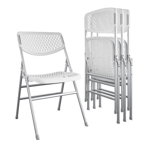 Ultra Comfort Commercial XL Plastic Folding Chair, 300 lb. Weight Rating, Triple Braced, White, 4-Pack