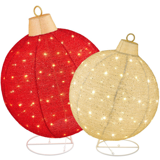 2pc Lighted Pop-Up Christmas Ornaments Decoration w/ 220 LED Lights, Stand