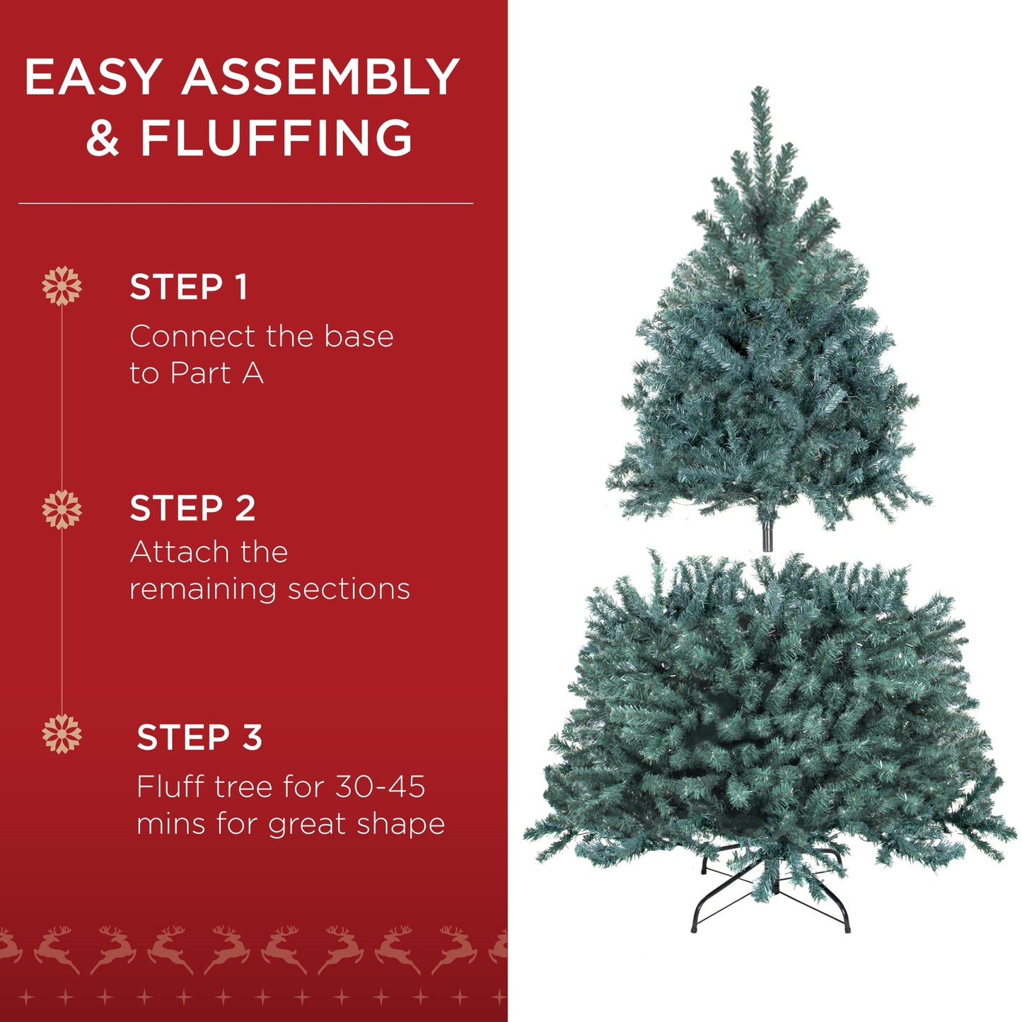 Unlit Artificial Blue Spruce Christmas Tree, w/Easy Assembly