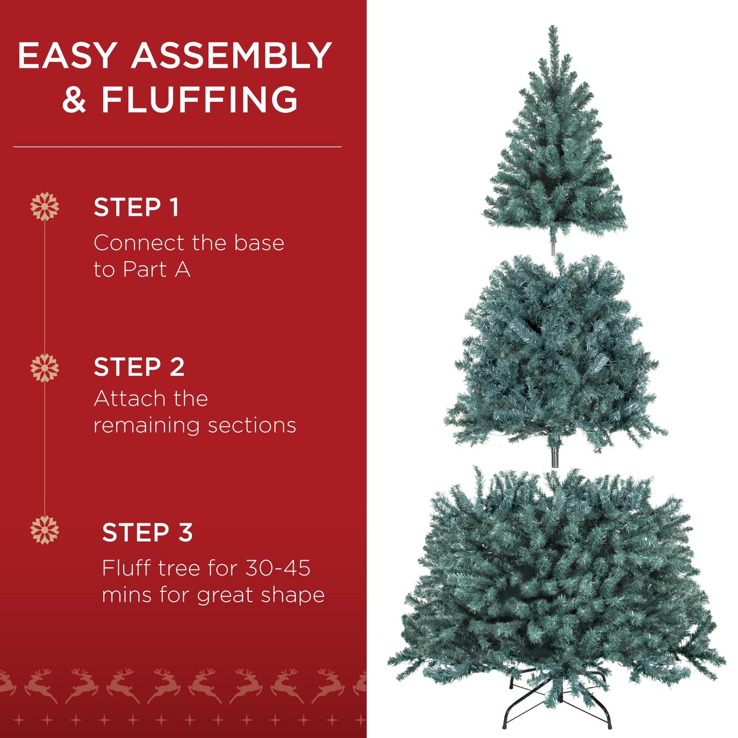 Unlit Artificial Blue Spruce Christmas Tree, w/Easy Assembly