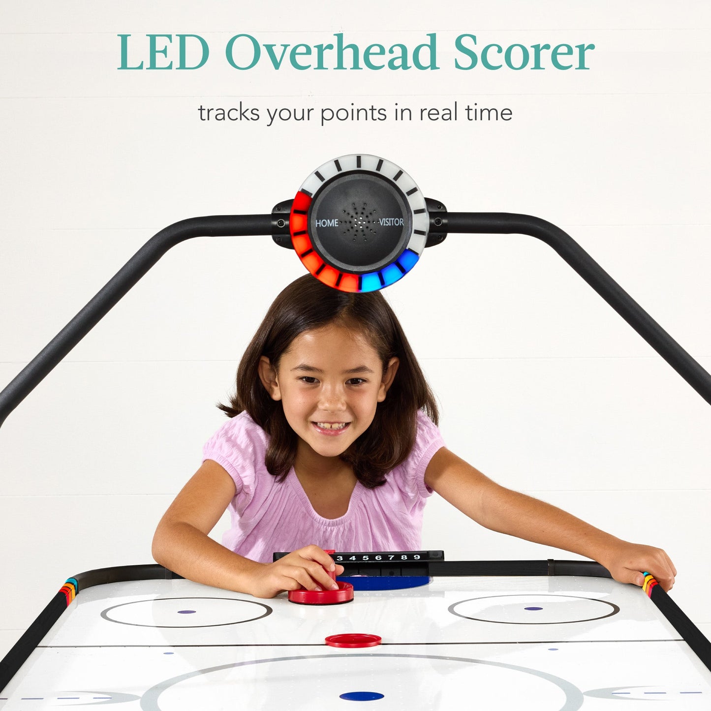 Air Hockey Game Table w/ LED Lights, Scoreboard, Powerful Motor - 54in