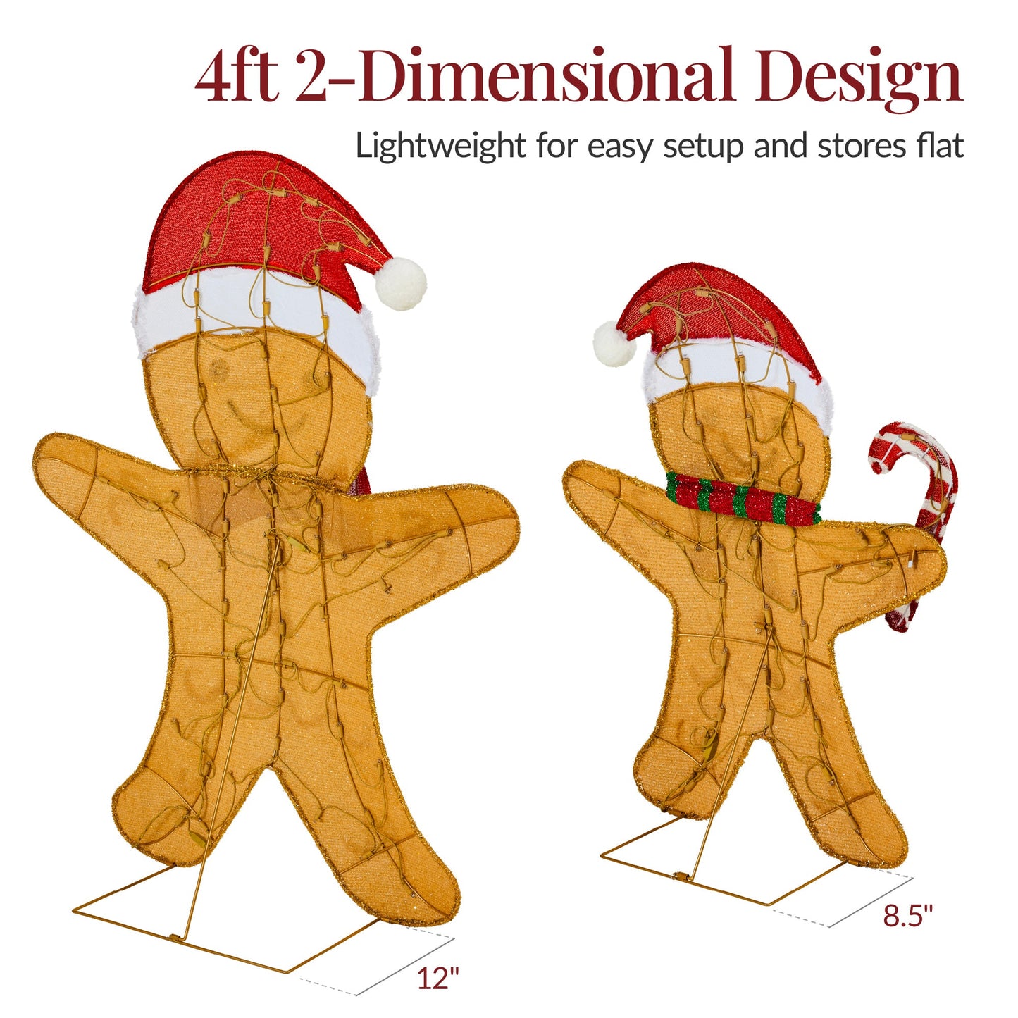 4pc Gingerbread Man Family 4ft Pre-lit Christmas Yard Decor