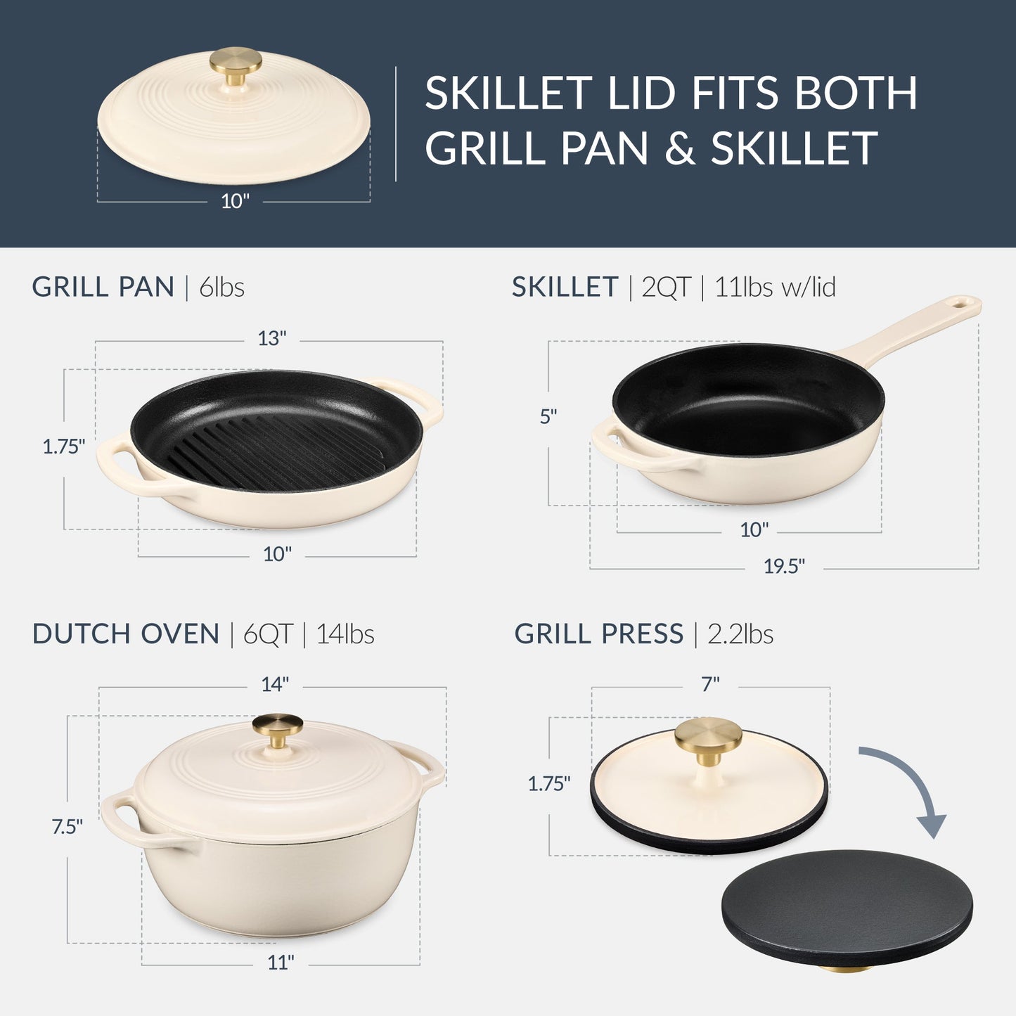6-Piece Enameled Cast Iron Cookware Set