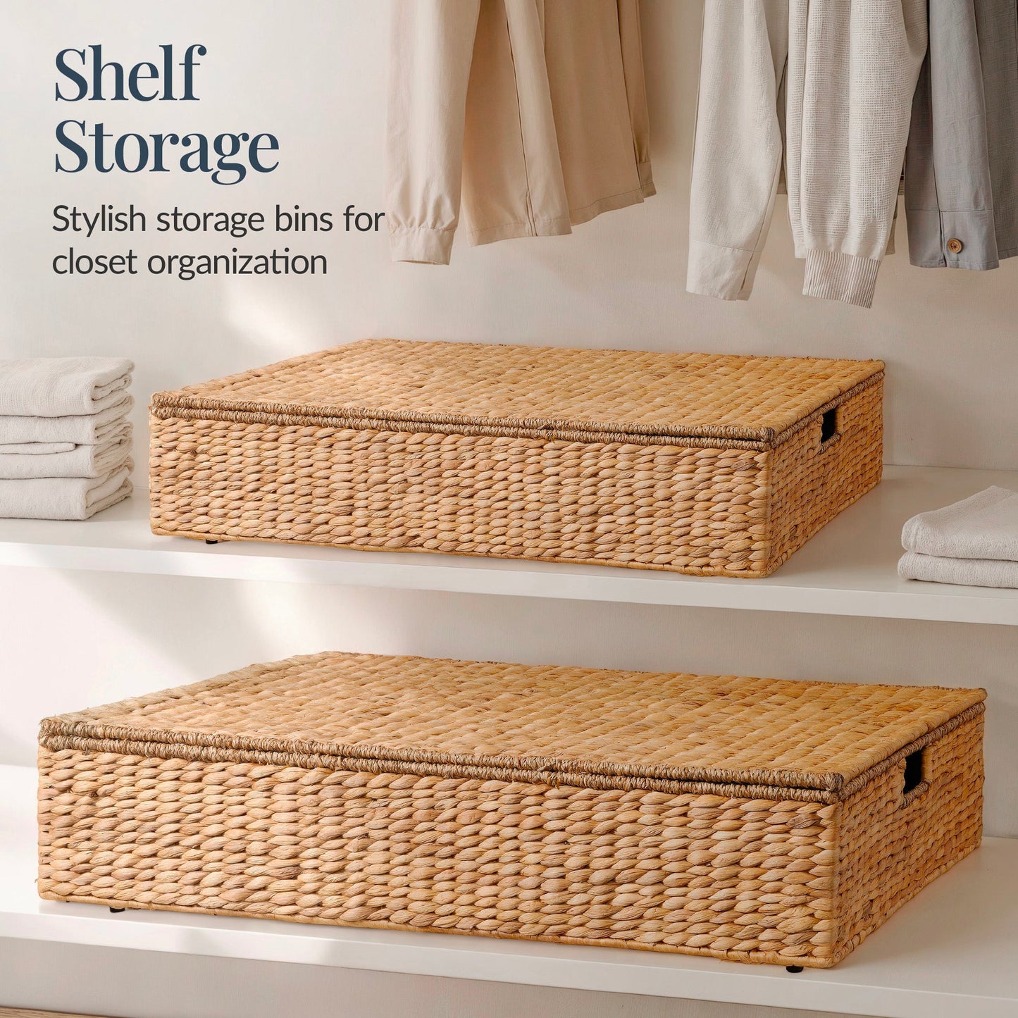 2 PC Water Hyacinth Nesting Underbed Storage Baskets