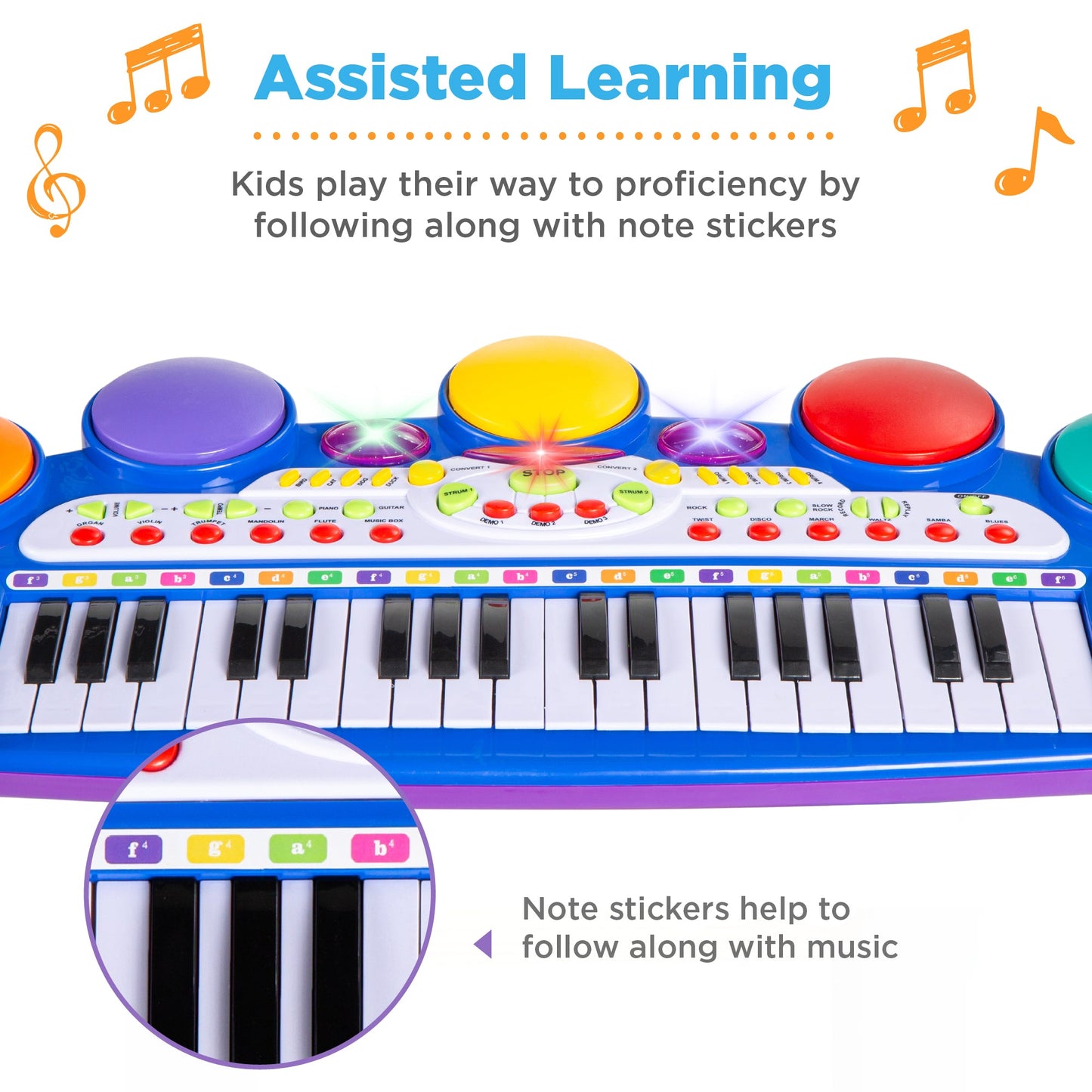 37-Key Kids Electric Keyboard w/ Microphone, Stool