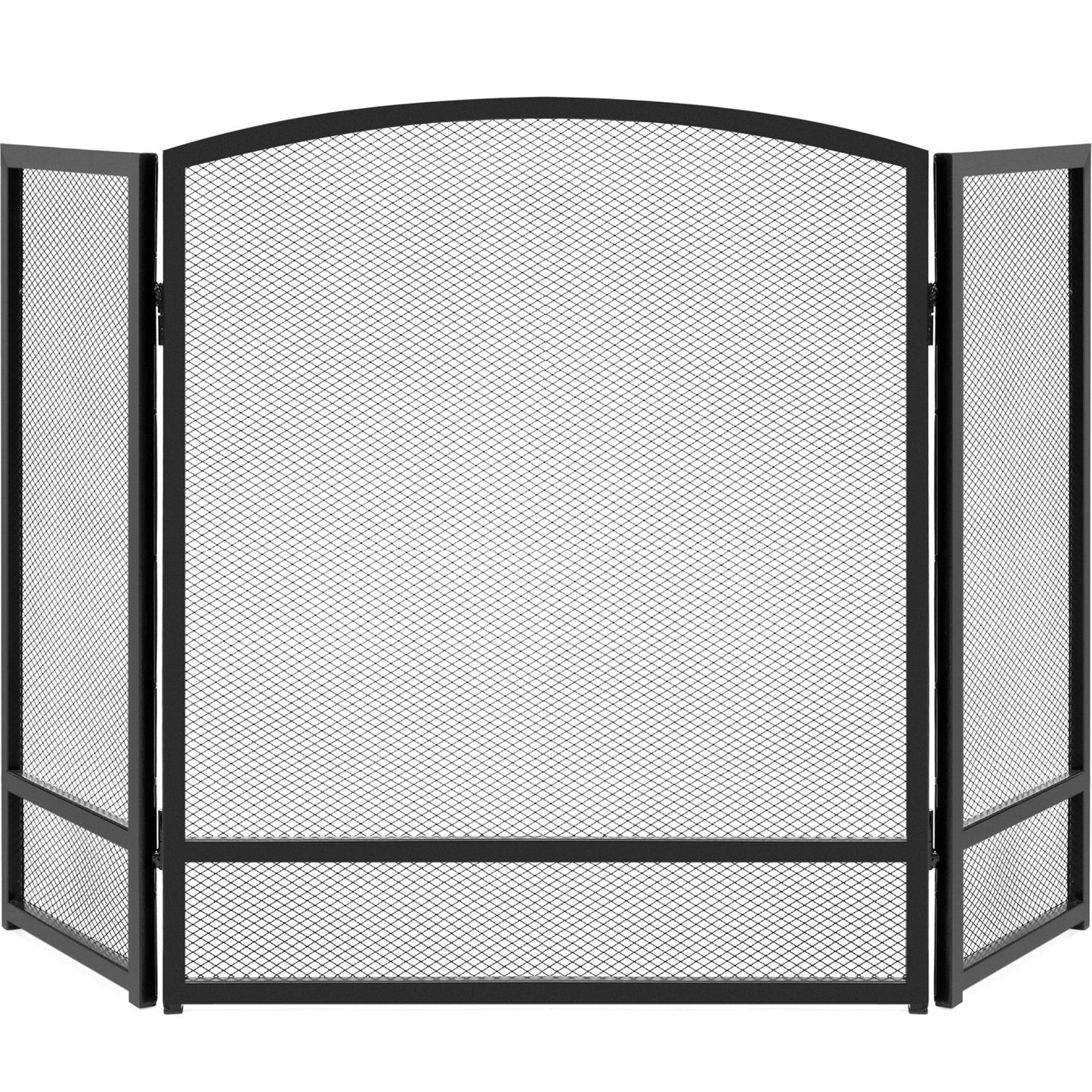 3-Panel Simple Steel Mesh Fireplace Screen w/ Worn Finish - 47.5x27.25in