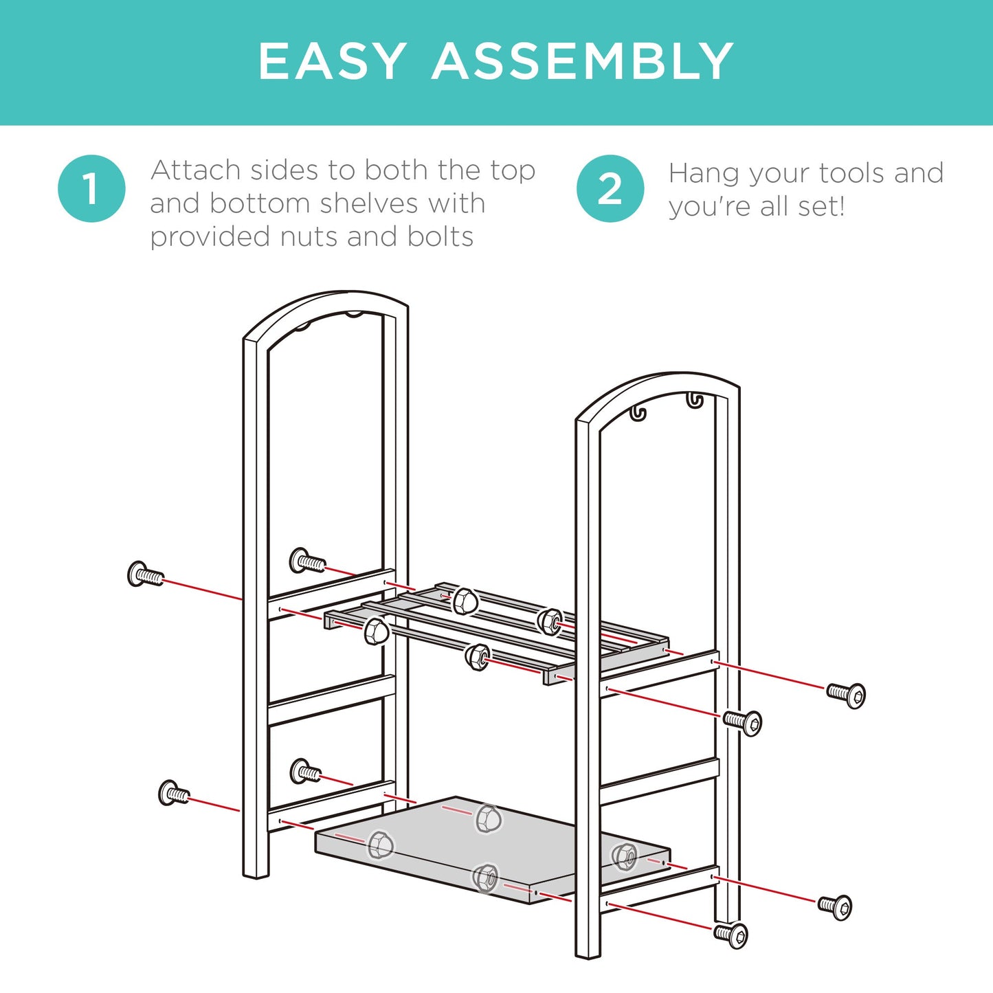 5-Piece Firewood Log Rack Holder Tools Set w/ Hook, Broom, Shovel, Tongs