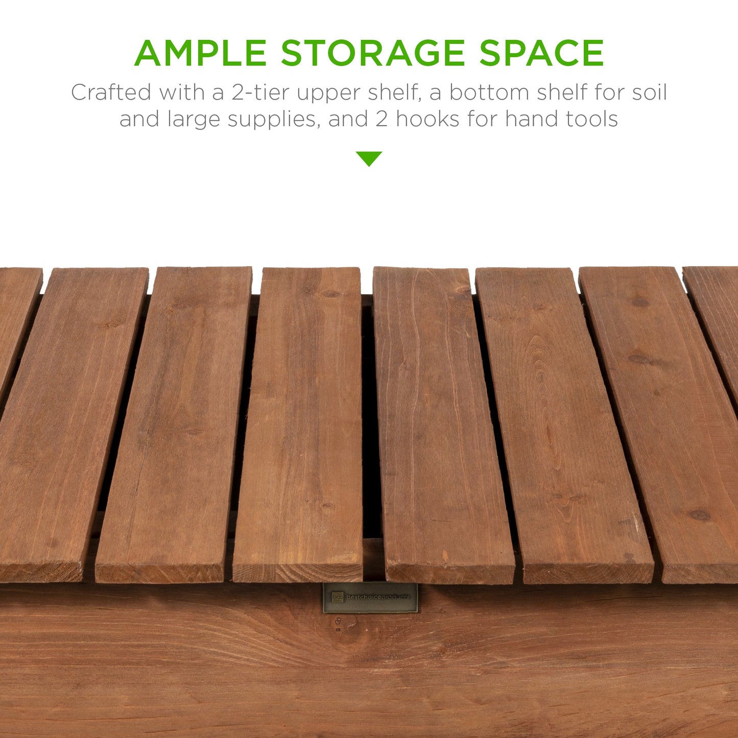 Wood Garden Potting Bench w/ Sliding Tabletop, Food Grade Dry Sink, Wheels