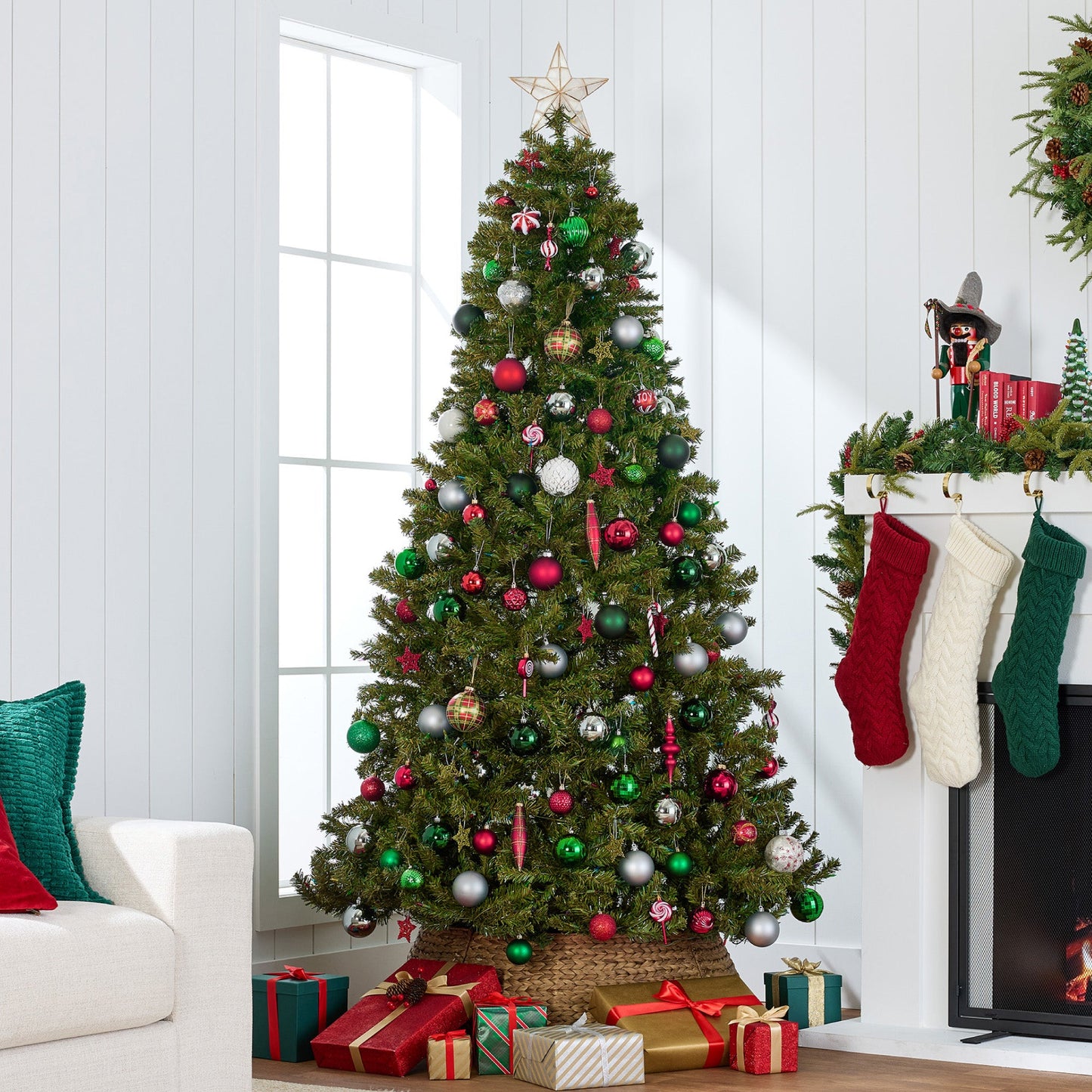 Unlit Artificial Green Spruce Christmas Tree, w/Easy Assembly