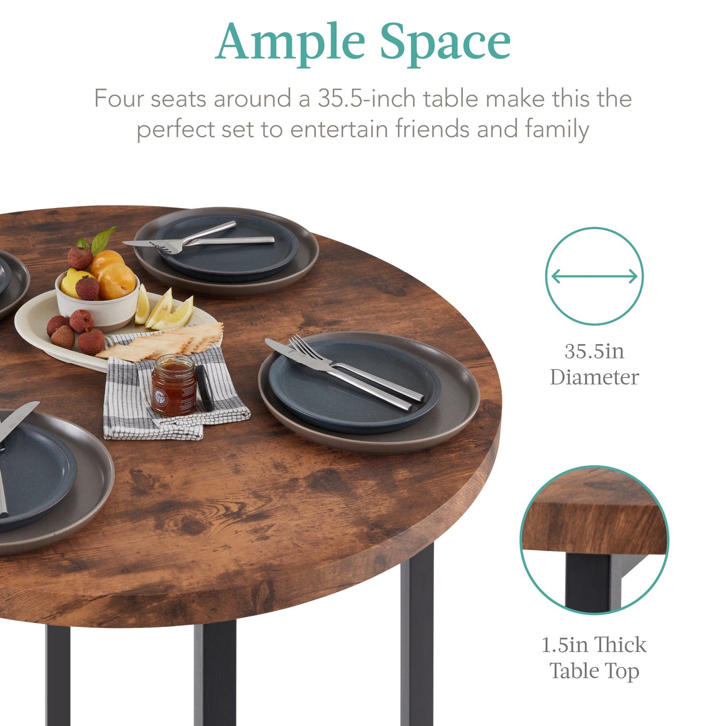 5-Piece Modern Round Counter Height Dining Set w/ 4 Chairs