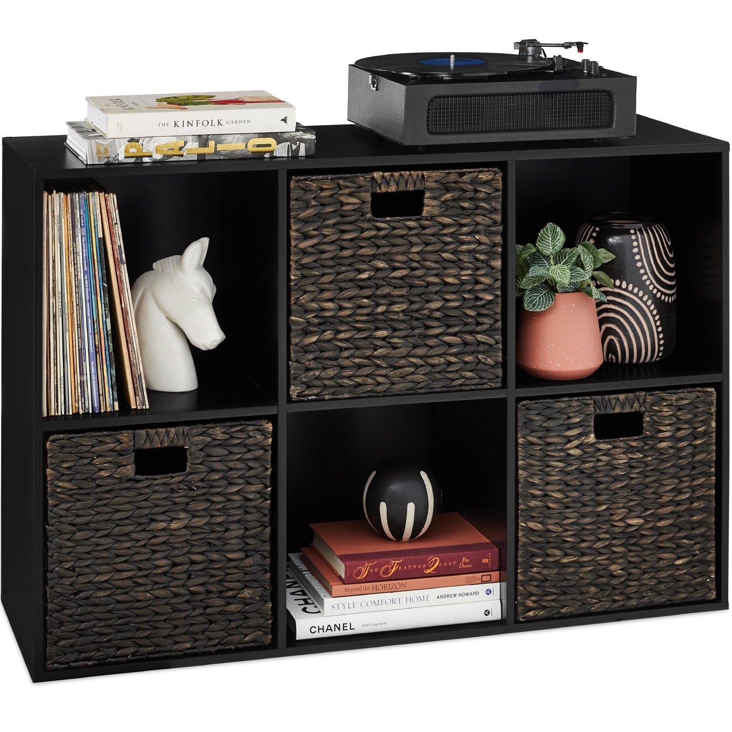 6-Cube Bookshelf, 13.5in Storage Display w/ Removable Panels, Customizable