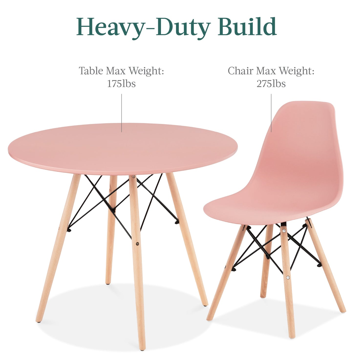 5-Piece Mid-Century Modern Dining Set w/ 4 Chairs, Wooden Legs, Metal Frame