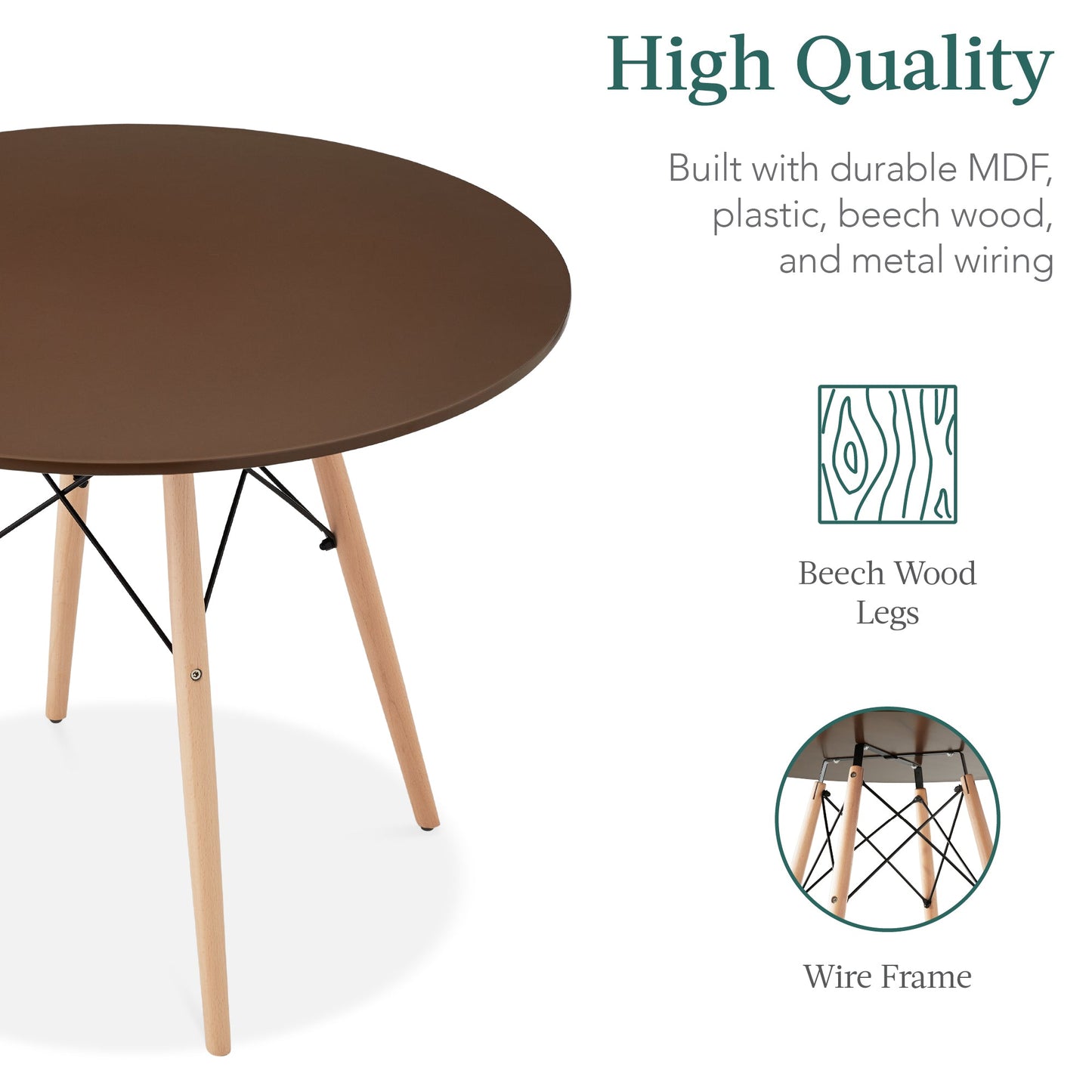 5-Piece Mid-Century Modern Dining Set w/ 4 Chairs, Wooden Legs, Metal Frame