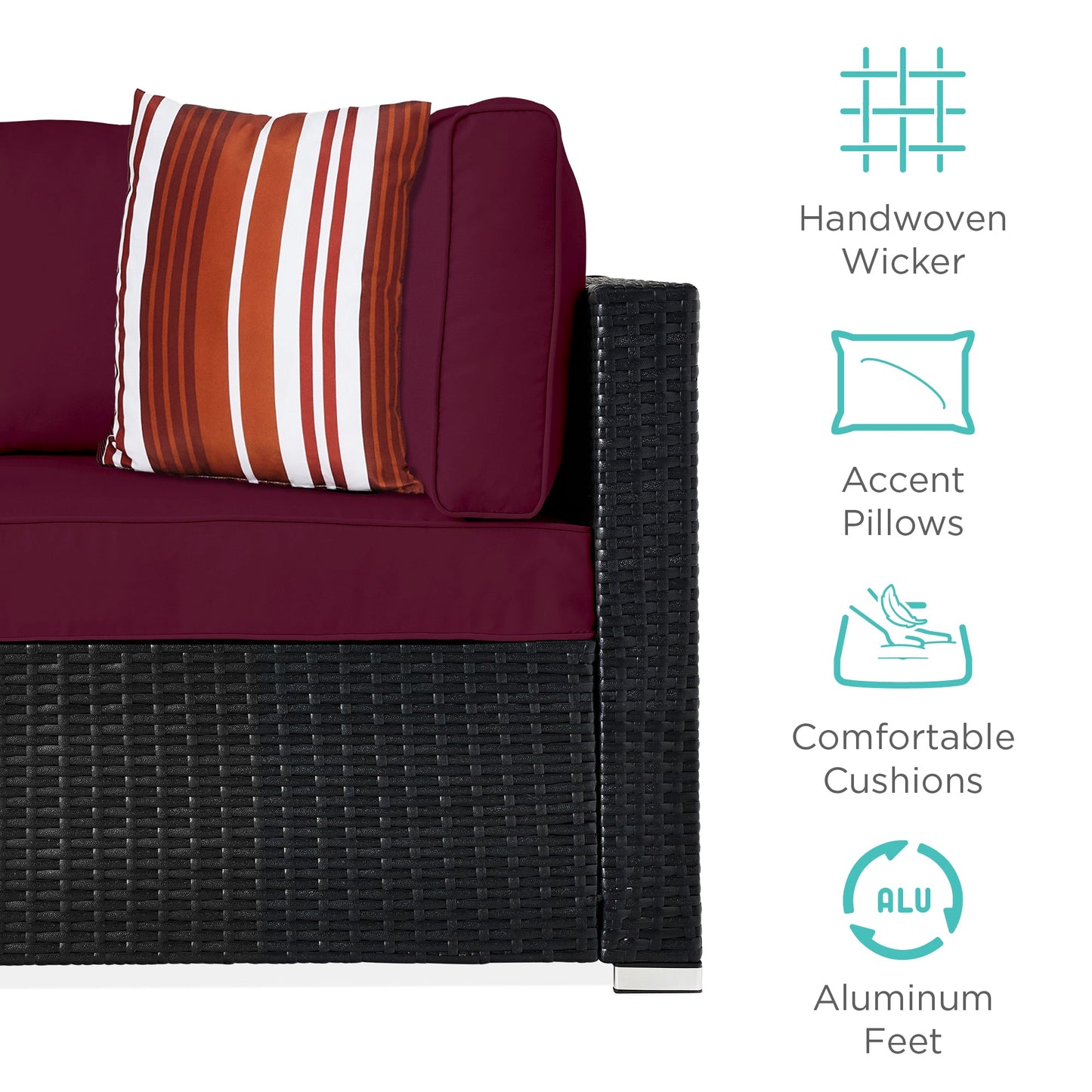 7-Piece Modular Wicker Sectional Conversation Set w/ 2 Pillows, Cover