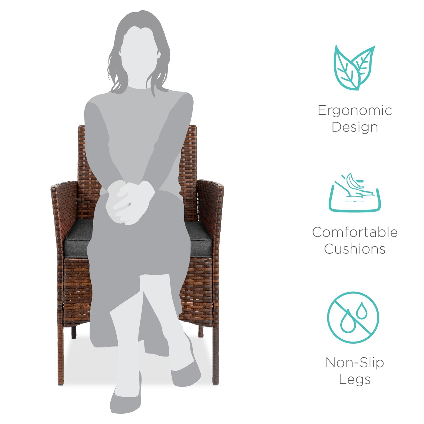 3-Piece Outdoor Patio Wicker Bistro Set w/ Side Storage Table