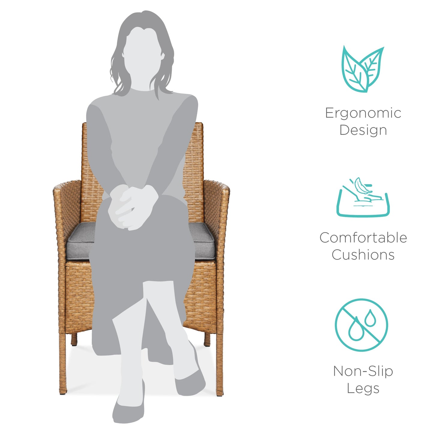 3-Piece Outdoor Patio Wicker Bistro Set w/ Side Storage Table