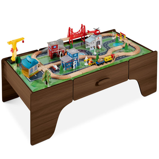 70-Piece Train Table, Large Multipurpose Playset w/ Reversible Table Top