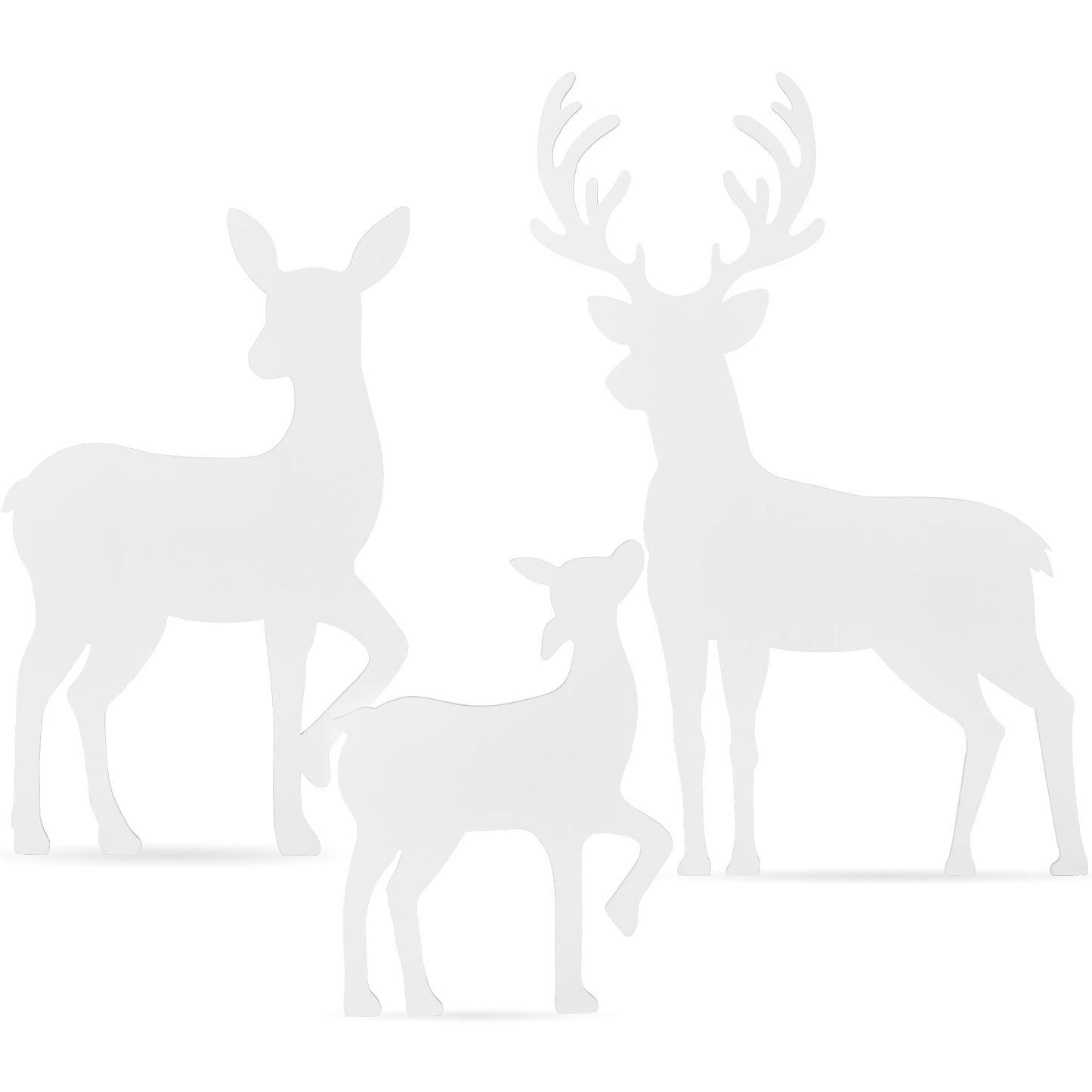 3-Piece 2D Deer Family Silhouette Yard Decoration w/ Buck, Doe, Fawn - 46in
