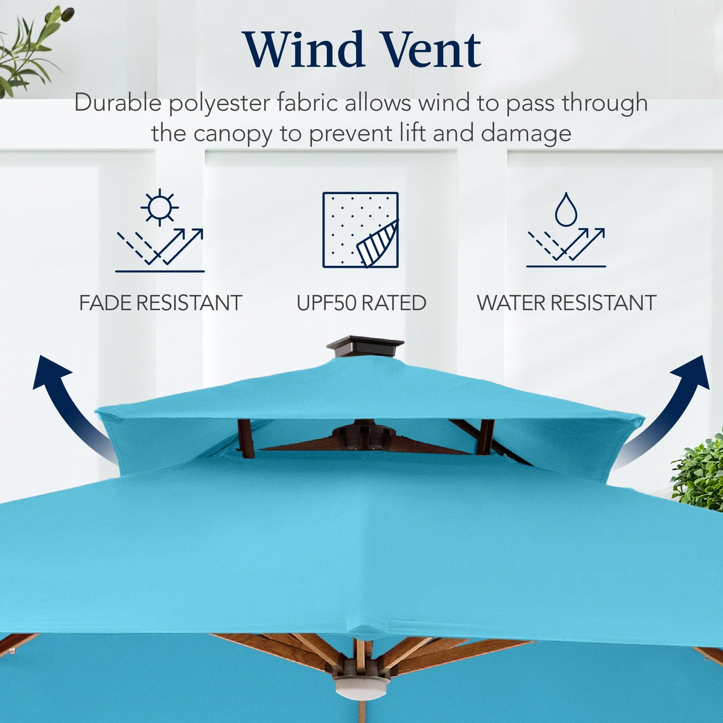 Woodgrain Pattern 2-Tier Outdoor Solar LED Cantilever Umbrella - 10x10ft
