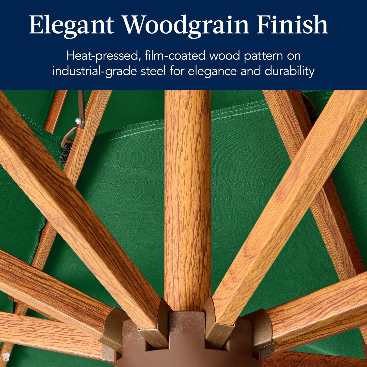 Woodgrain Pattern 2-Tier Outdoor Solar LED Cantilever Umbrella - 10x10ft