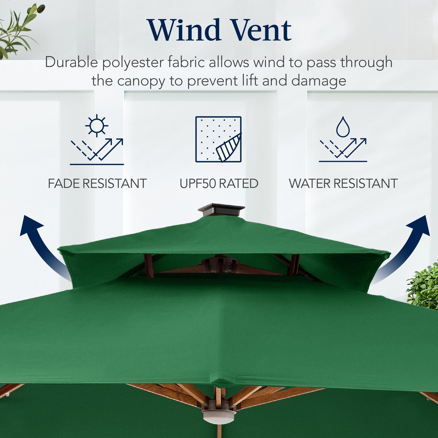 Woodgrain Pattern 2-Tier Outdoor Solar LED Cantilever Umbrella - 10x10ft
