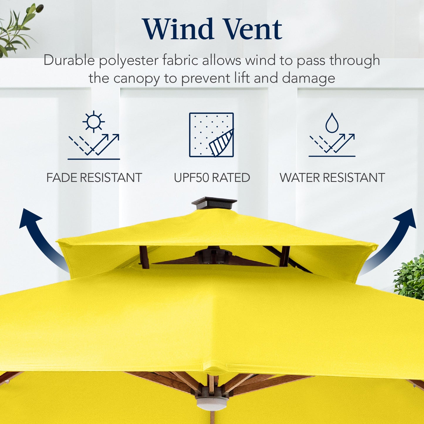 Woodgrain Pattern 2-Tier Outdoor Solar LED Cantilever Umbrella - 10x10ft