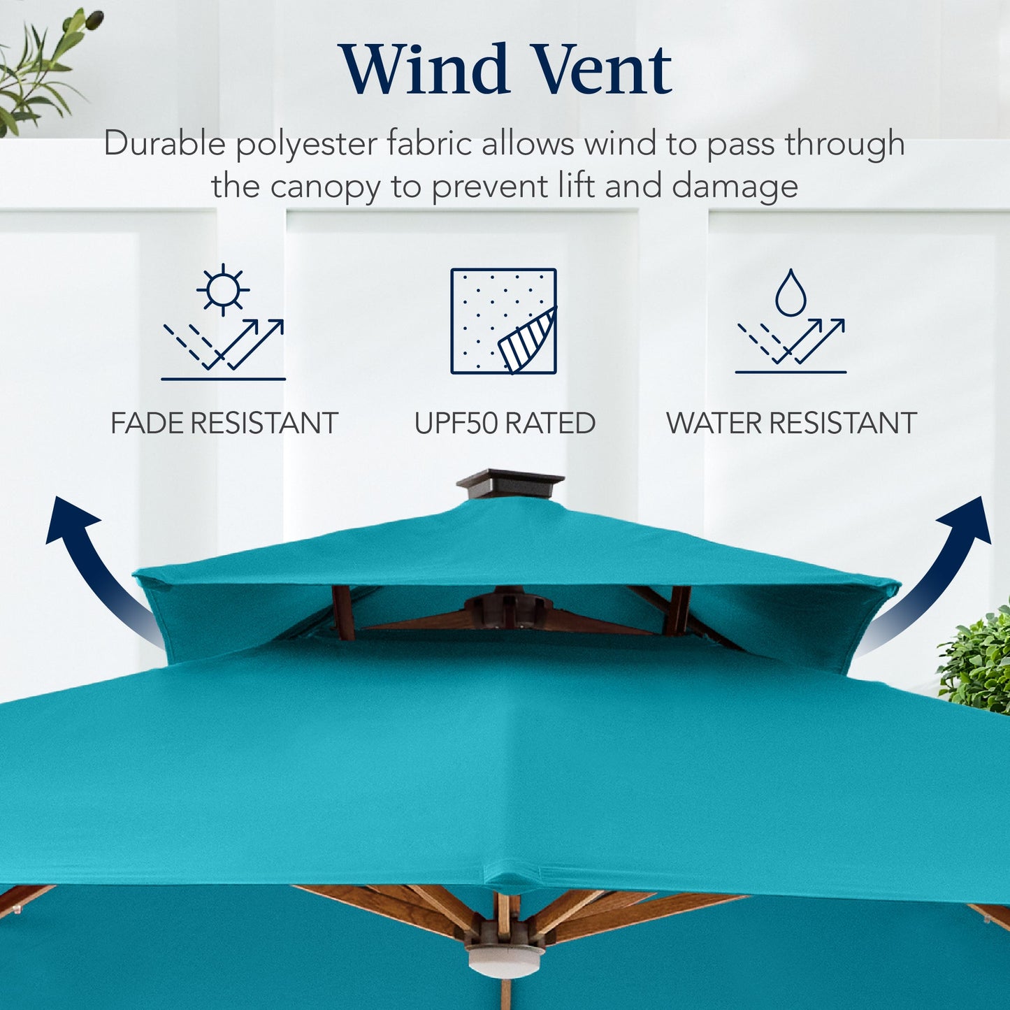 Woodgrain Pattern 2-Tier Outdoor Solar LED Cantilever Umbrella - 10x10ft