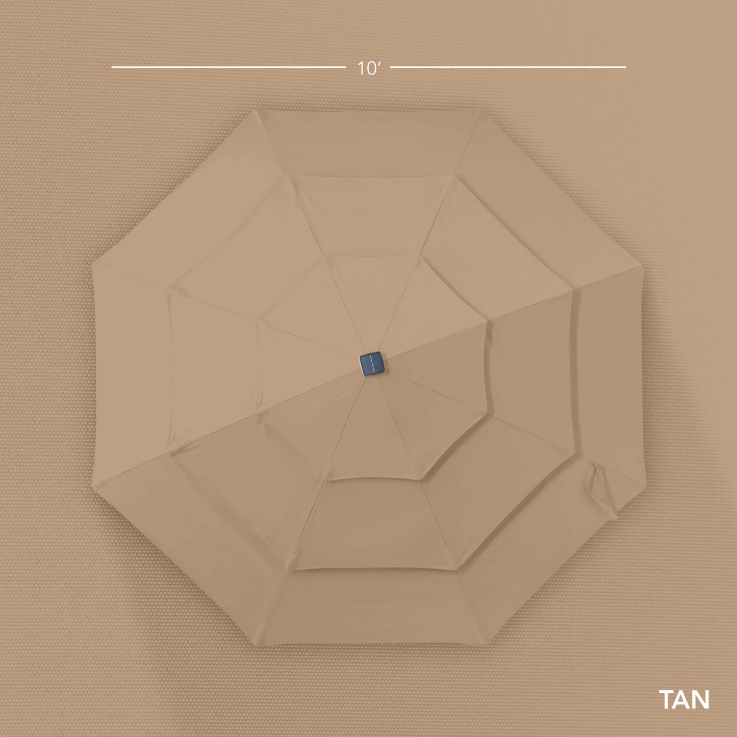 3-Tier Woodgrain Pattern Solar Patio Umbrella, Tilt Adjustment - 10ft