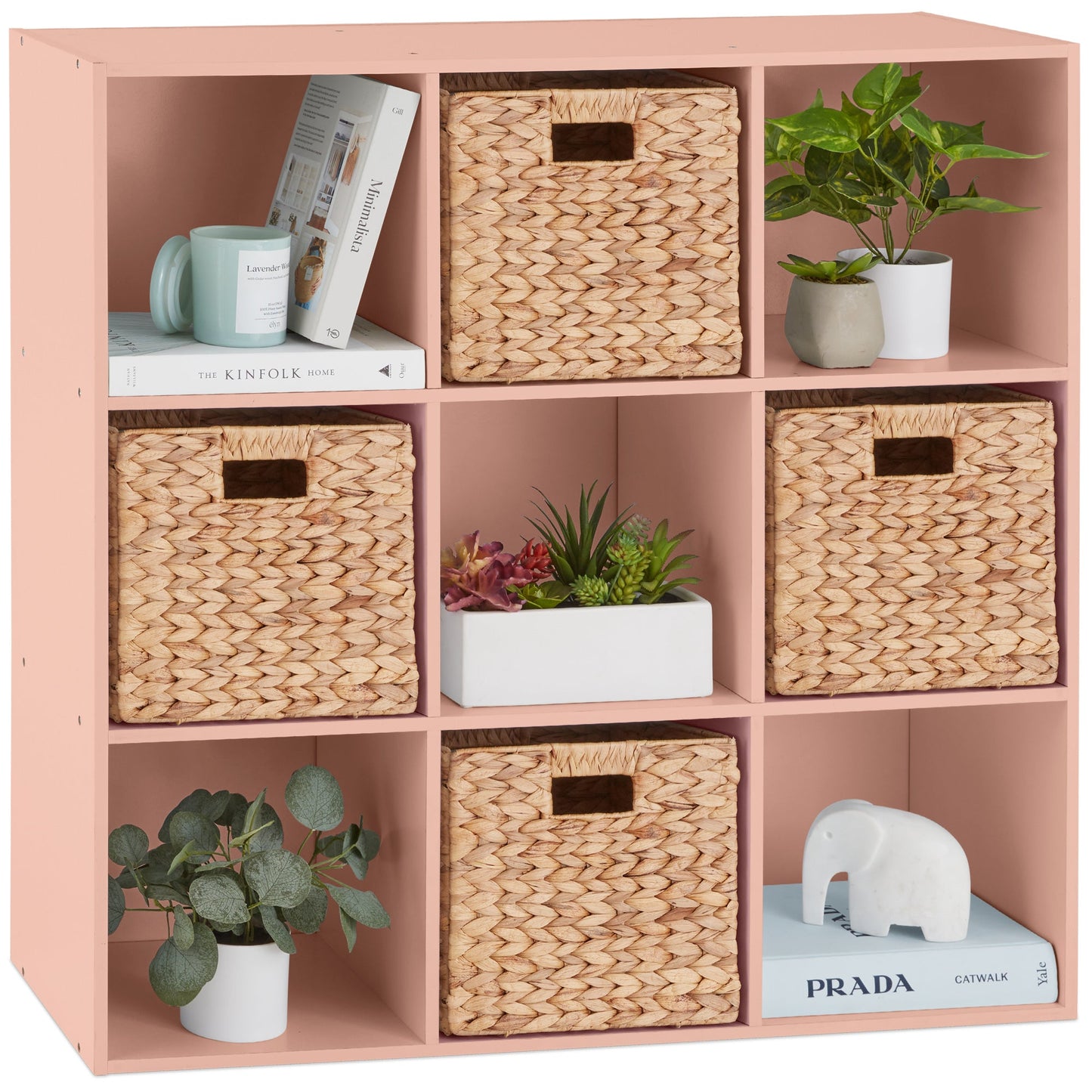 9-Cube Bookshelf Storage Display w/ 3 Removable Panels, Customizable Design