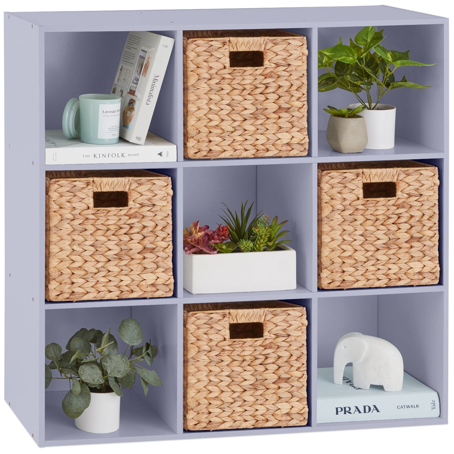 9-Cube Bookshelf Storage Display w/ 3 Removable Panels, Customizable Design