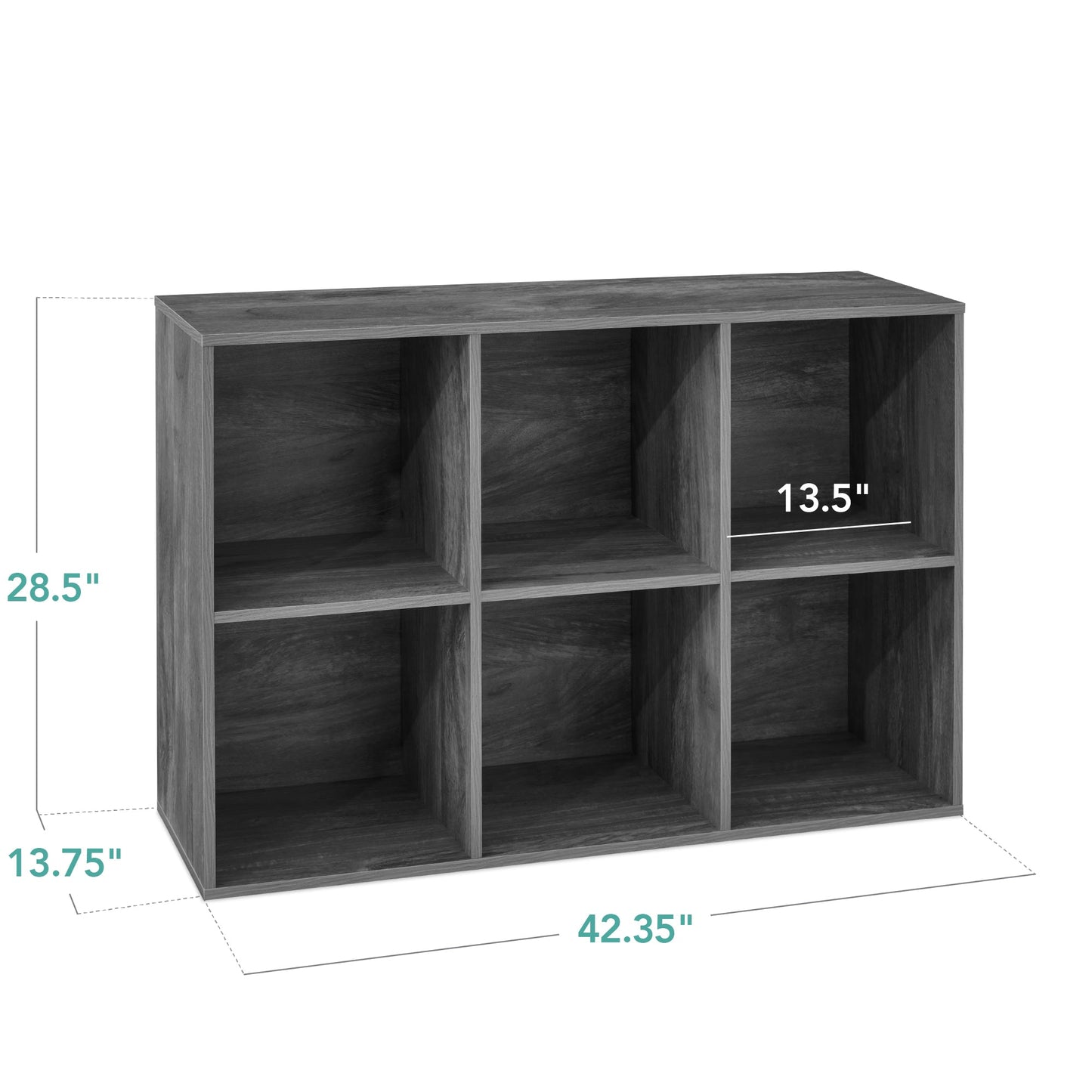 6-Cube Bookshelf, 13.5in Storage Display w/ Removable Panels, Customizable
