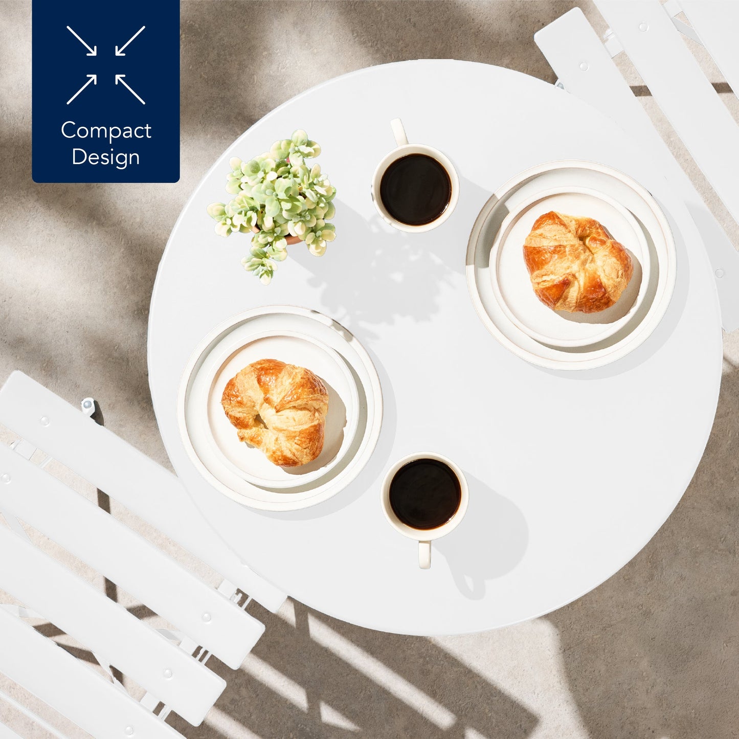 3-Piece Small Folding Patio Bistro Set w/ 2 Chairs