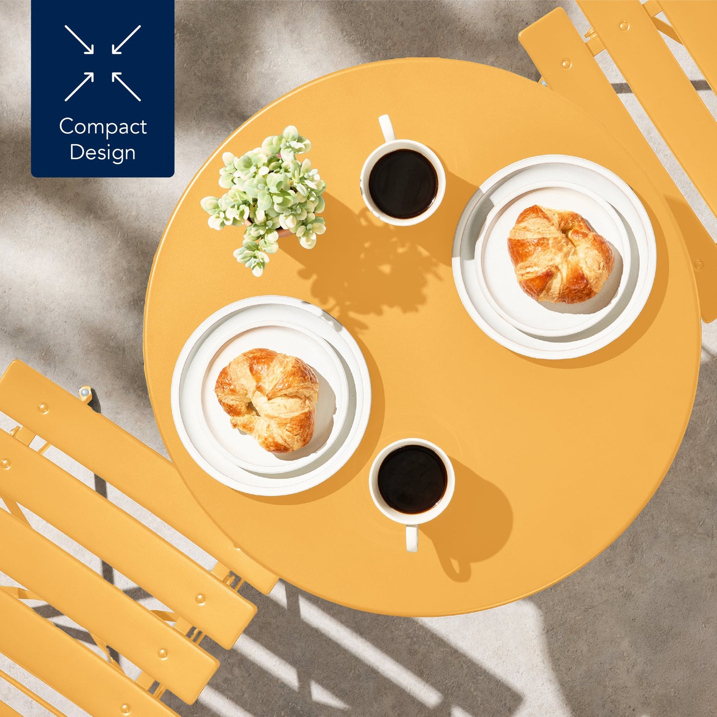 3-Piece Small Folding Patio Bistro Set w/ 2 Chairs