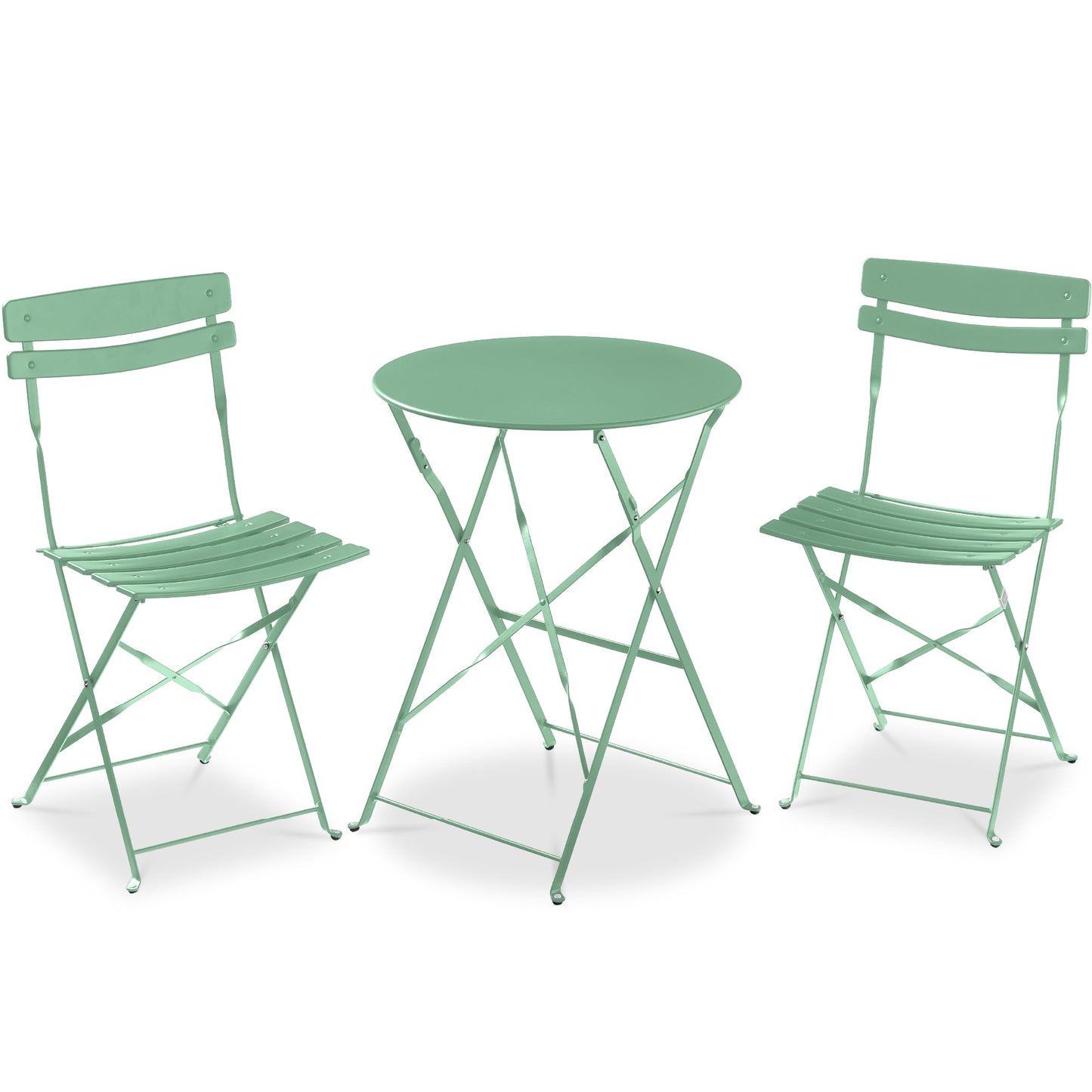 3-Piece Small Folding Patio Bistro Set w/ 2 Chairs