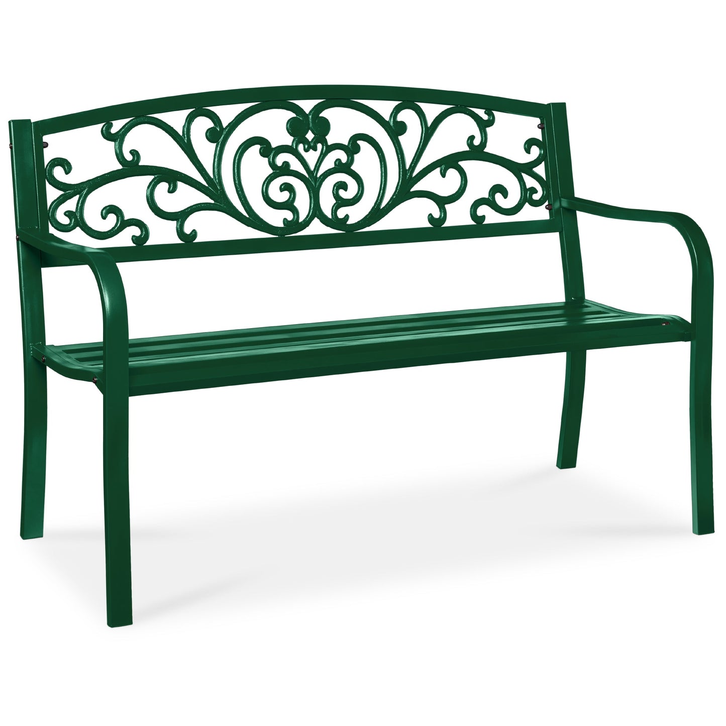 Steel Bench for Outdoor, Patio, Garden w/ Floral Design - 50in